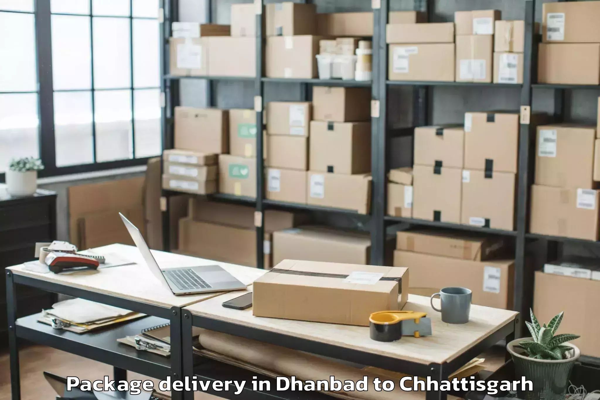 Trusted Dhanbad to Mahasamund Package Delivery